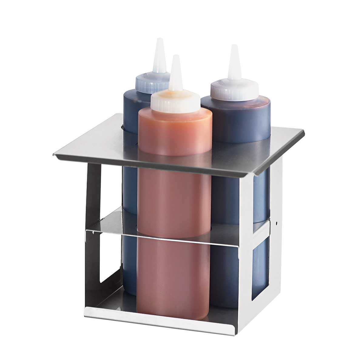 16 oz Bottles 8 Server Products SBH-8 Squeeze Bottle Holder Combo 1 Countertop, 1/3 Size Holder With Stainless Steel 