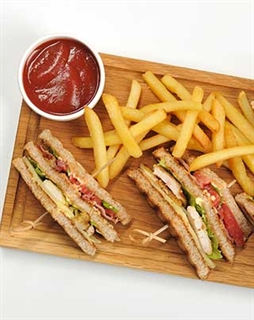 Sandwich and Fries with Ketchup Cup
