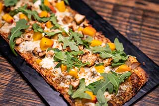 Peach and Grilled Chicken Flatbread