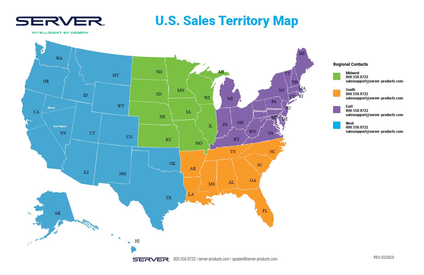 Image of Server Products US Sales Territory Map